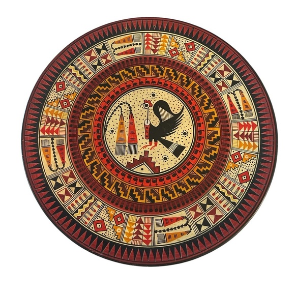 Handcrafted Wooden Plate - Native American Inspired Design - Picture 3 of 9